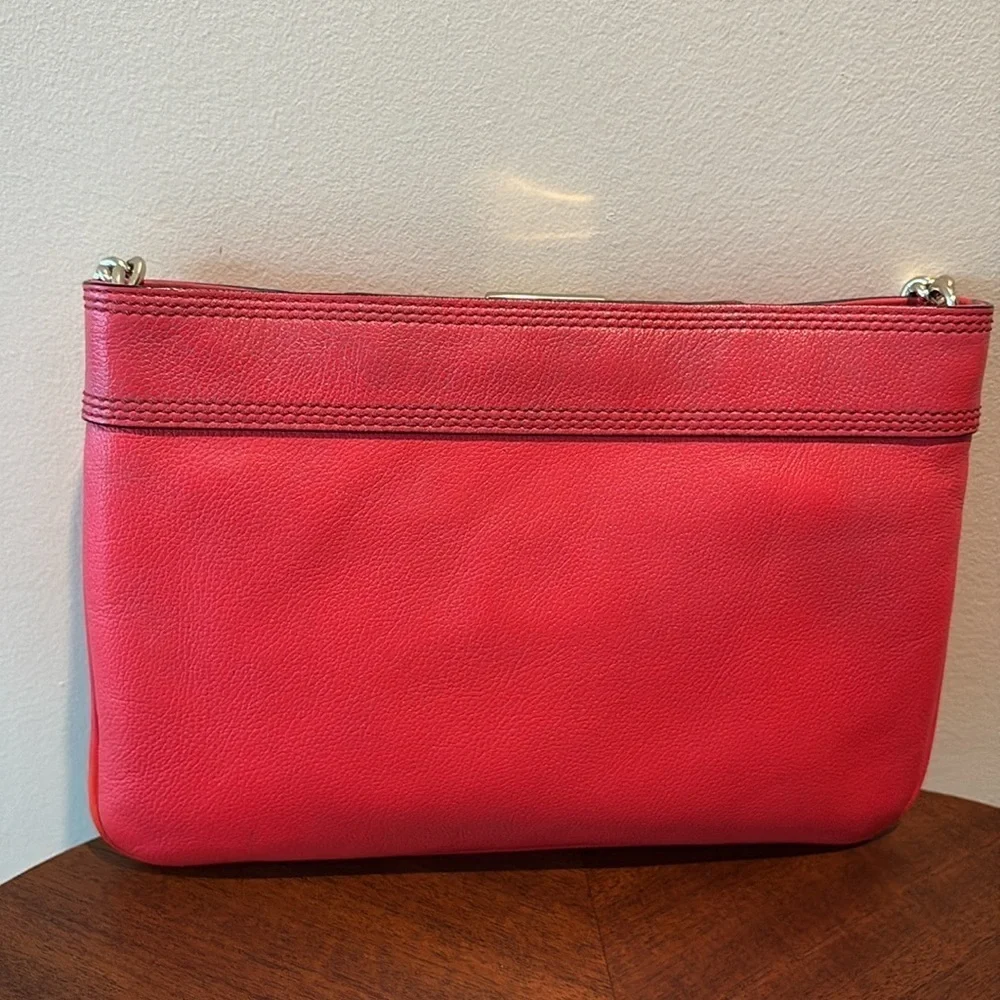 Kate Spade   Crossbody bag  leather orangeish red   bow on front chain strap det
